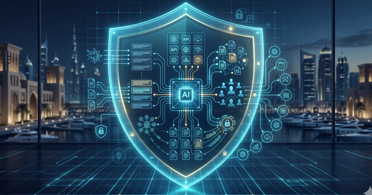 AI security shield protecting business data